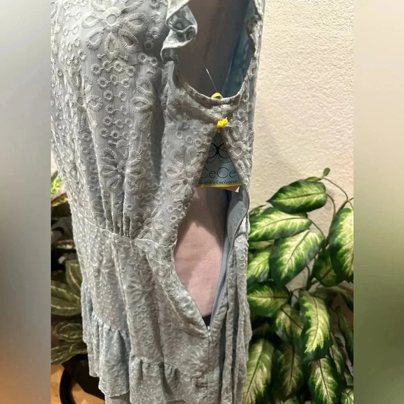 CeCe aqua dusk layered mini dress size 10 - Picture 6 of 10